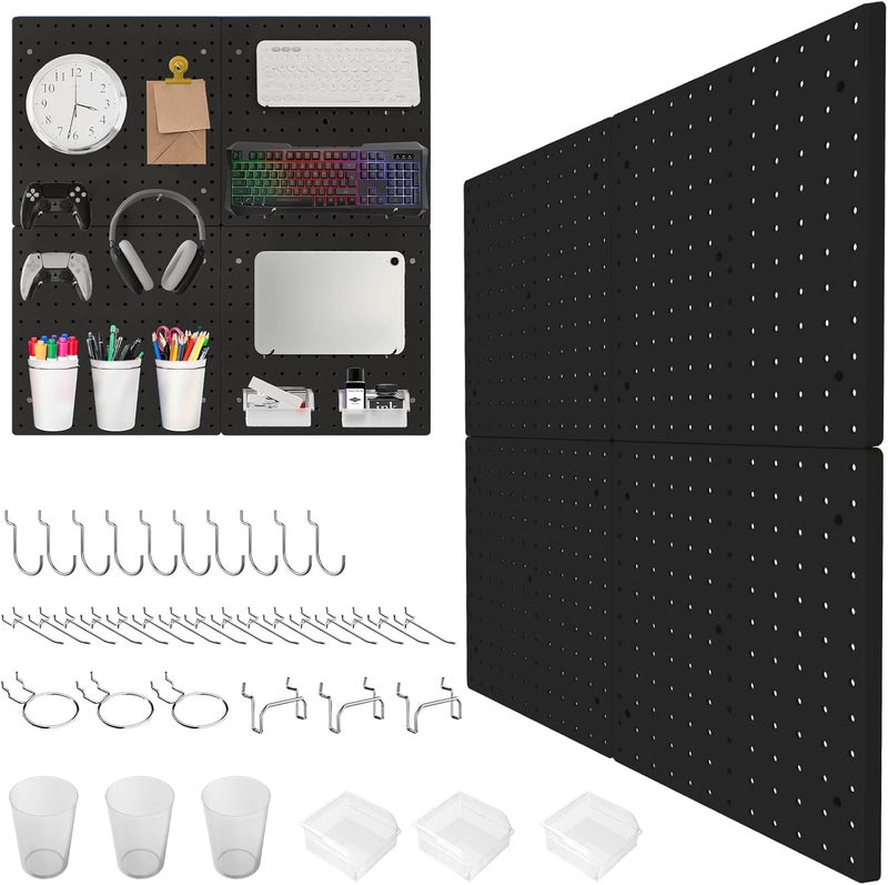 FZK 36pcs Pegboard Kit, Peg Board,Peg Board Hooks,Includes 4 Black Pegboard and Pegboard Accessories,Pegboard with Hooks,Plastic Pegboard,Pegboard Wall Organizer, Garage Storage - Image 1
